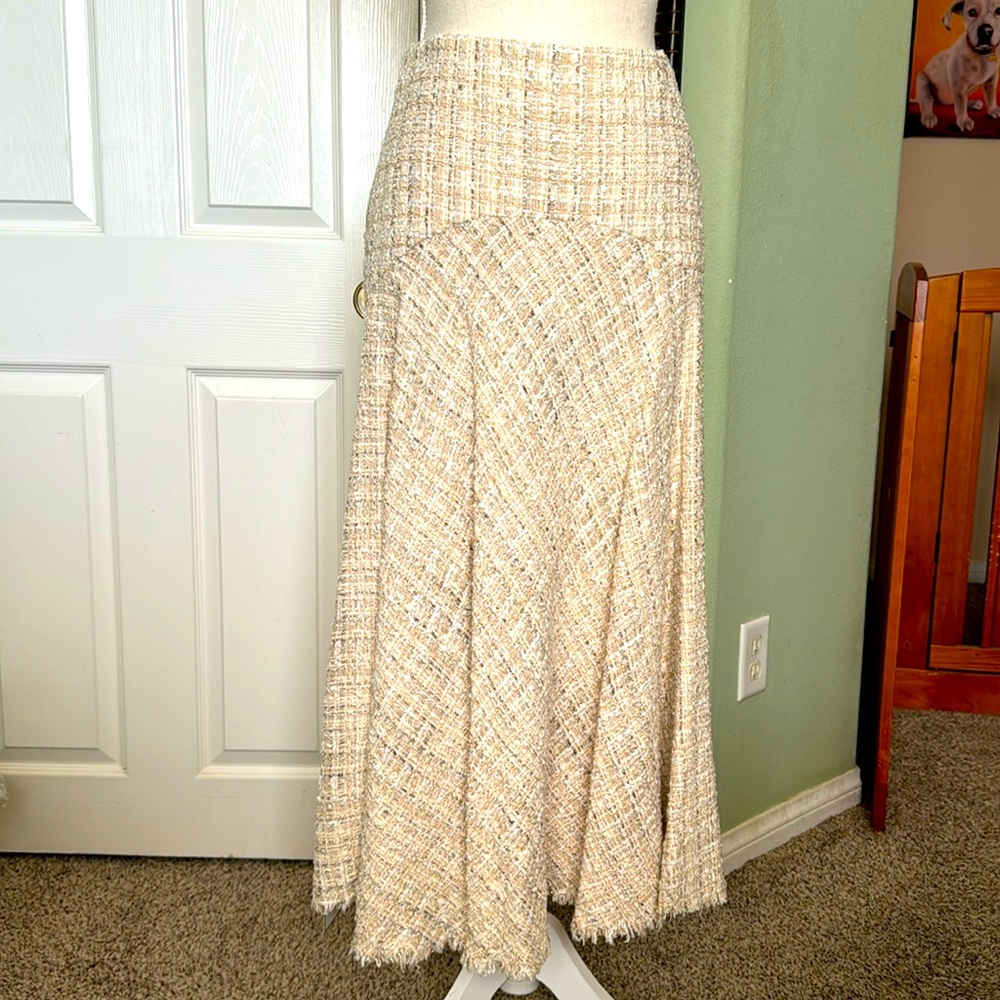 Alexander McQueenTweed Midi Skirt Cream Size 40
